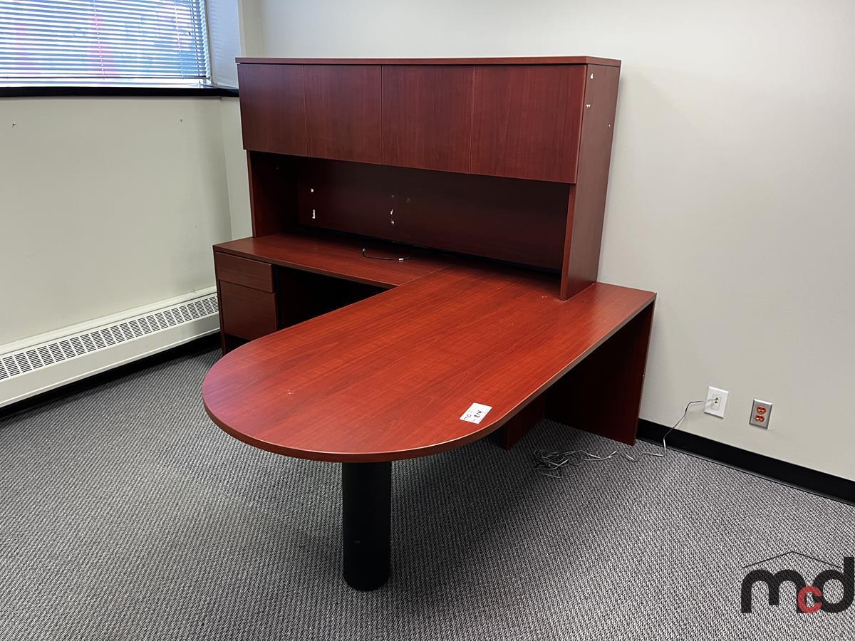 L-Shaped Round Desk w/ Hutch