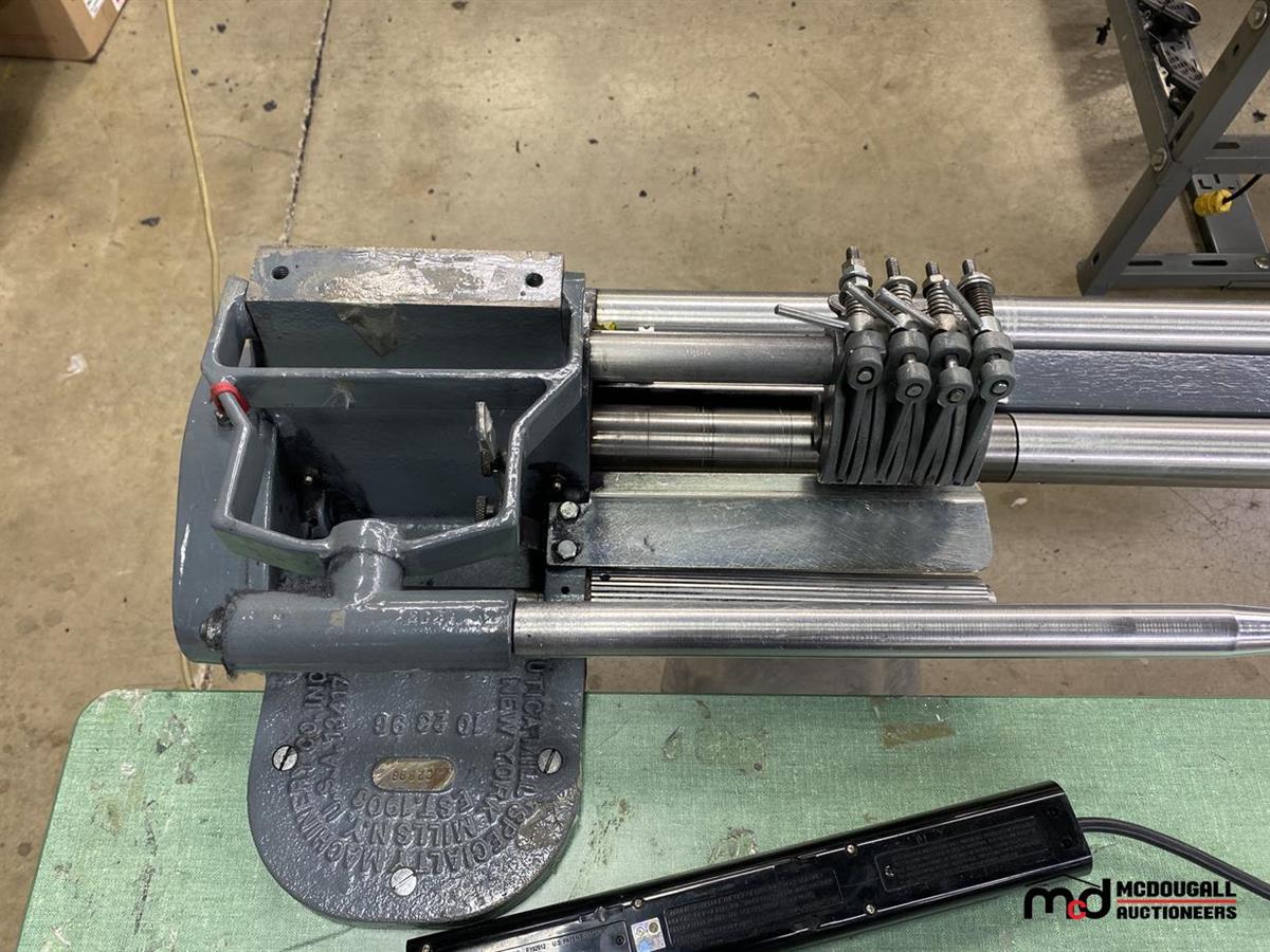 Utica Adjustable Fabric Slitting Machine w/ Table