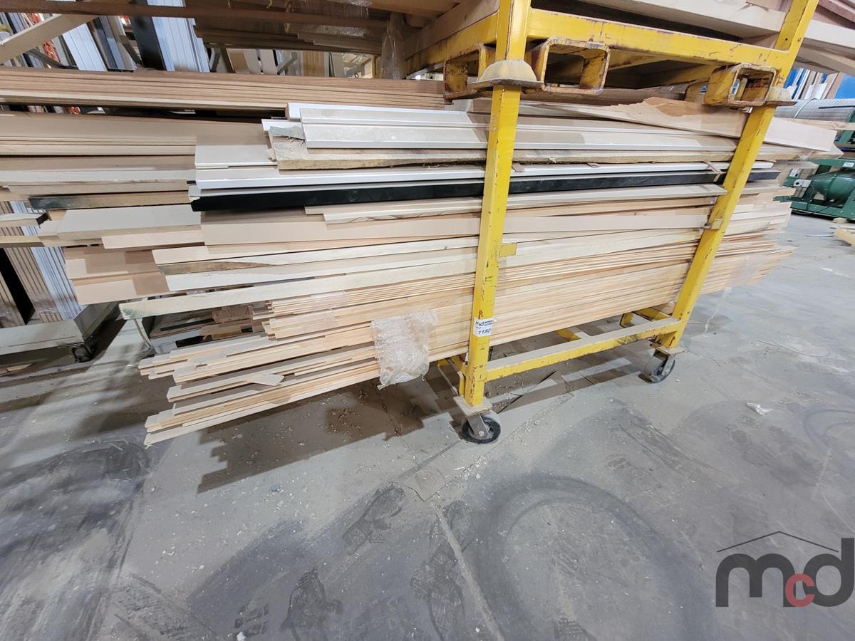 (1) Yellow Stackable Rack with Assorted Wood