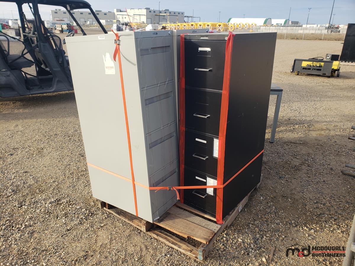 Pallet of Filing Cabinets and Table