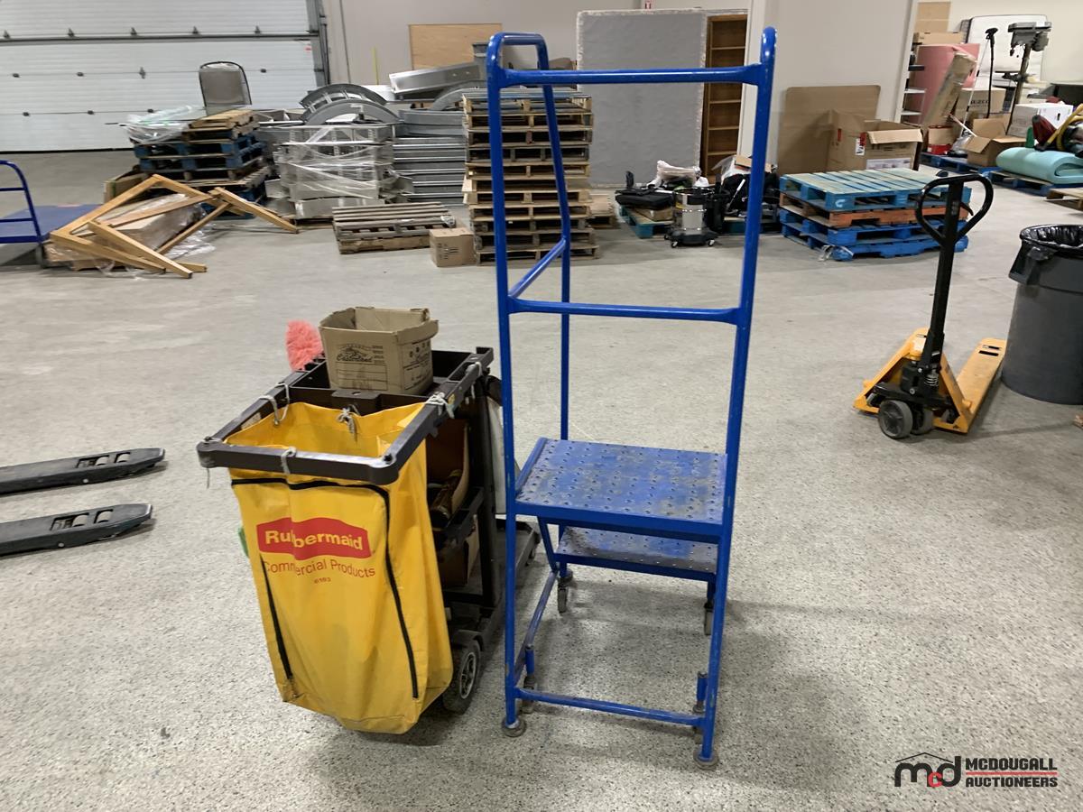 Aisle Ladder and Janitorial Cart