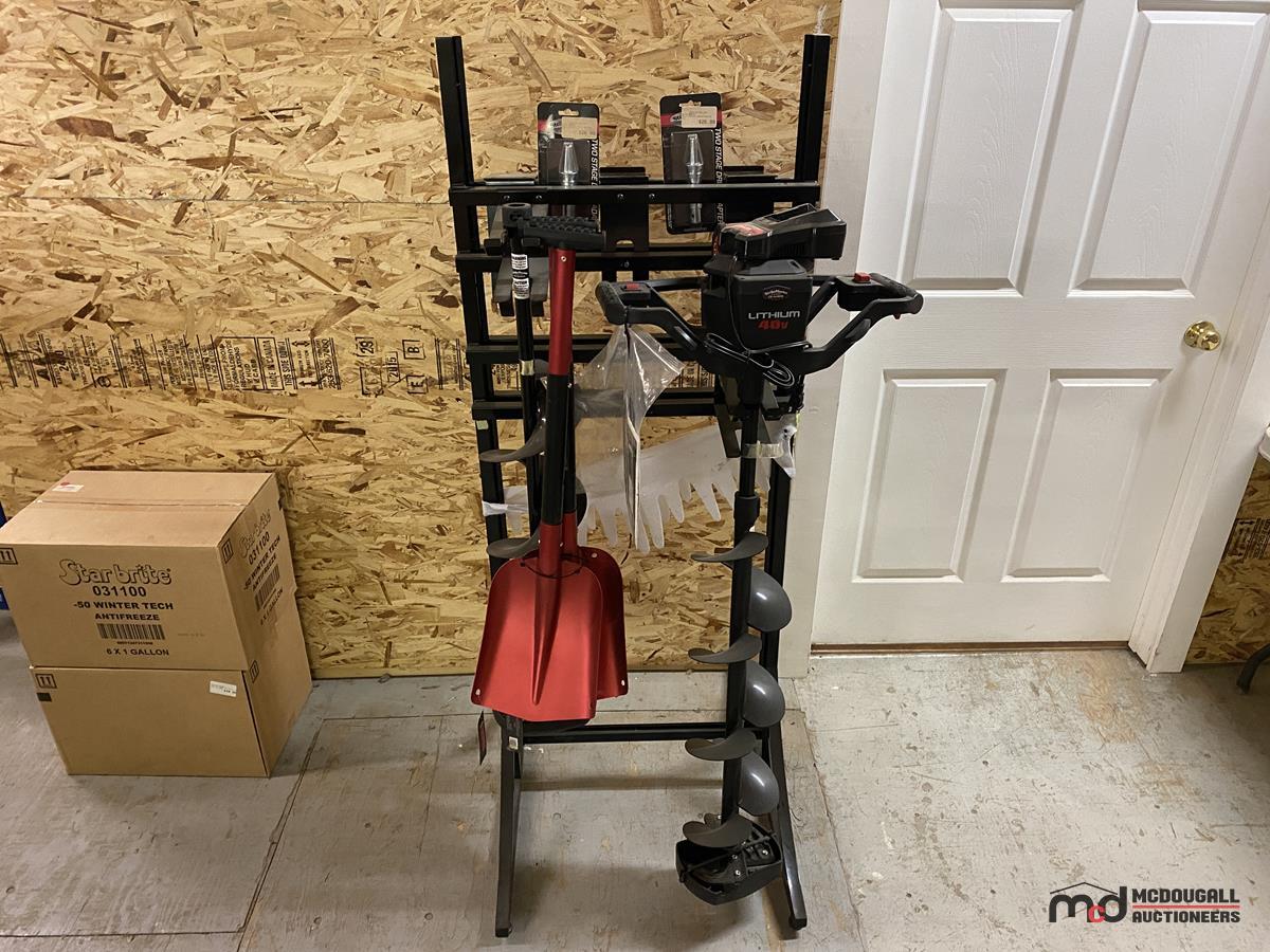 (1) Wireless Strike Master Ice Auger on Stand, Aluminum Shovels, Auger ...