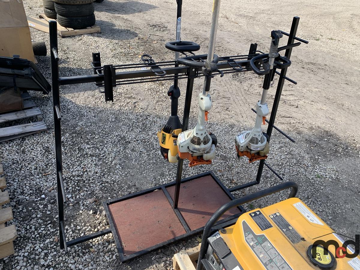 (3) Weed Wackers For Parts & Stand