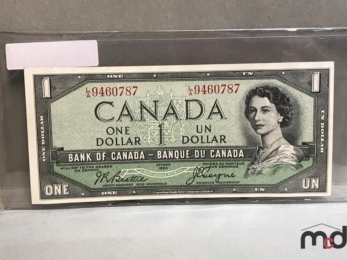 1954 Bank of Canada $1 Devils Face Bank Note - Like New