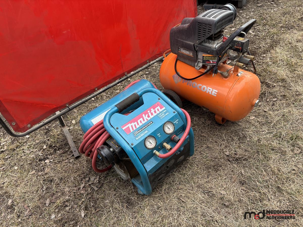 (1) Makita 4.2-Gallon Air Compressor and (1) Procore 13.2-Gallon Air ...