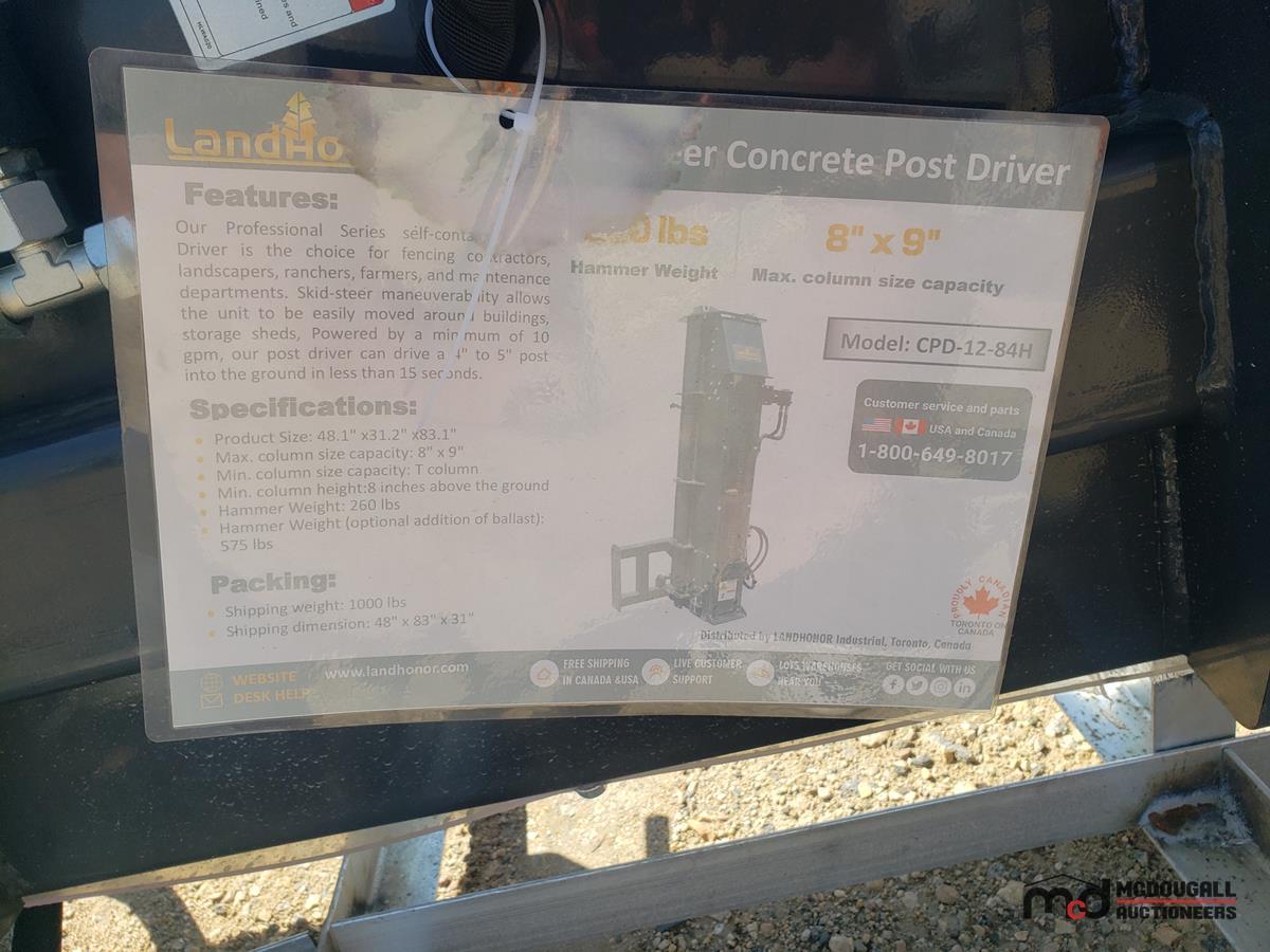 Landhonor CPD-12-84H Skid Steer Concrete Post Driver