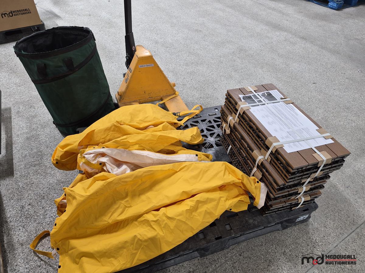 (4) Boxes of Decking, (2) Rain Slickers (Pants & Jackets Size M ...