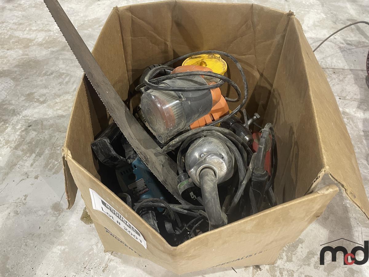 Box of Assorted Power Tools
