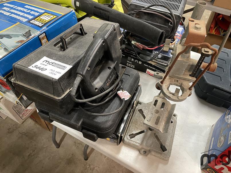 Jig Saw, Air Nailer, Mastercraft Drill and Toolbox