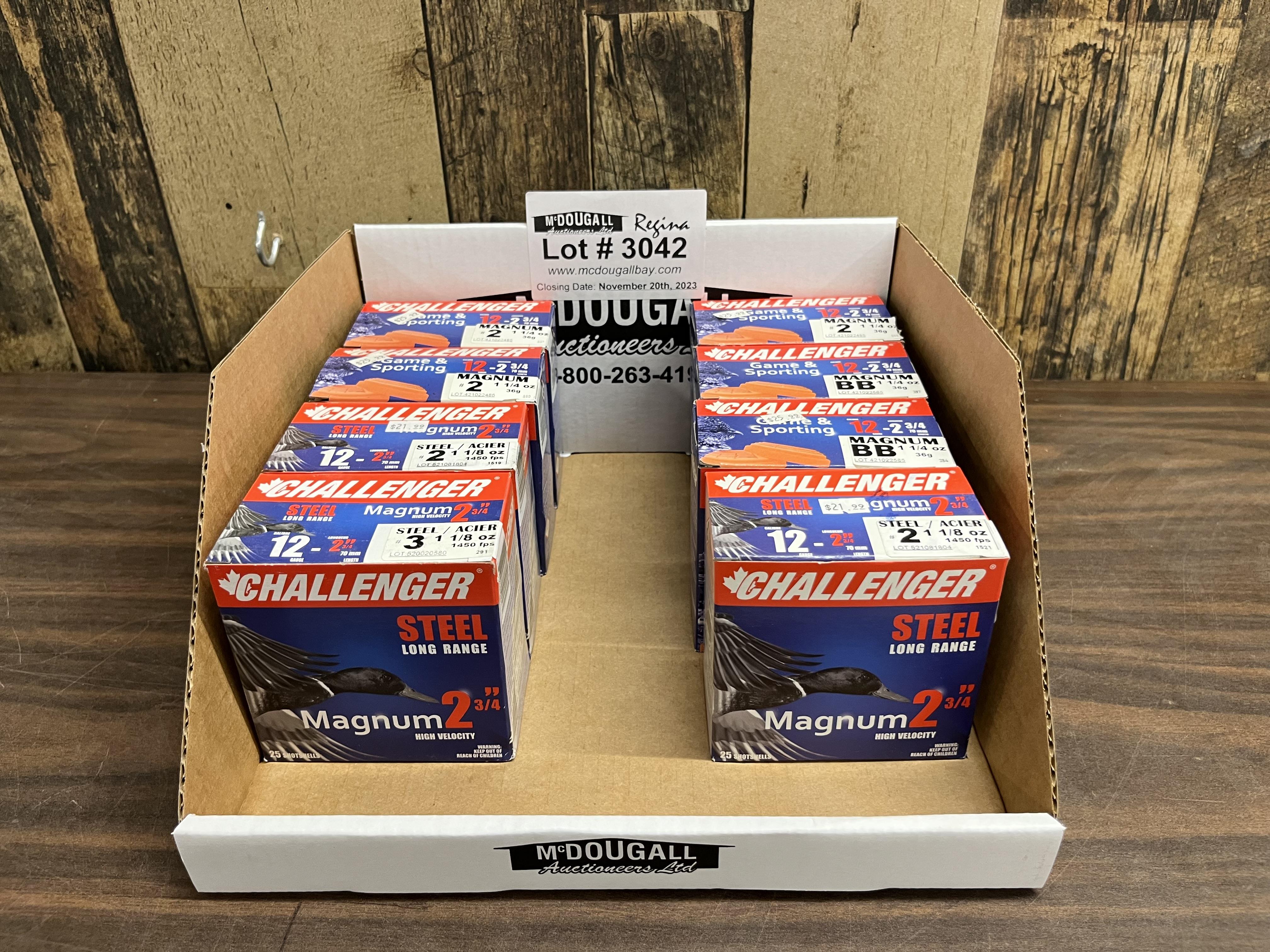 Unused (8) Boxes of Challenger 12-Gauge Steel Ammunition