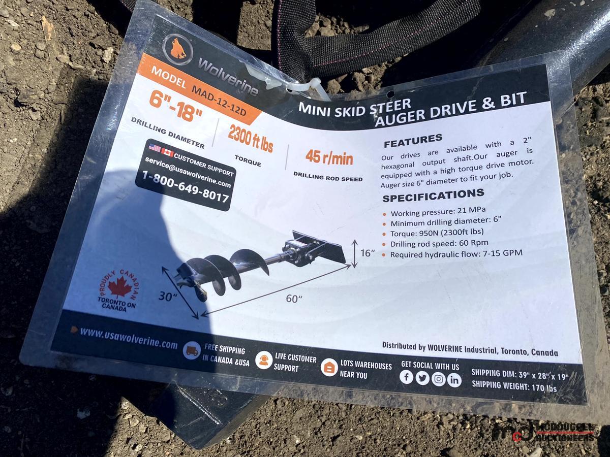 2025 Wolverine Mini Skid Steer Auger Driver & Bit Attachment