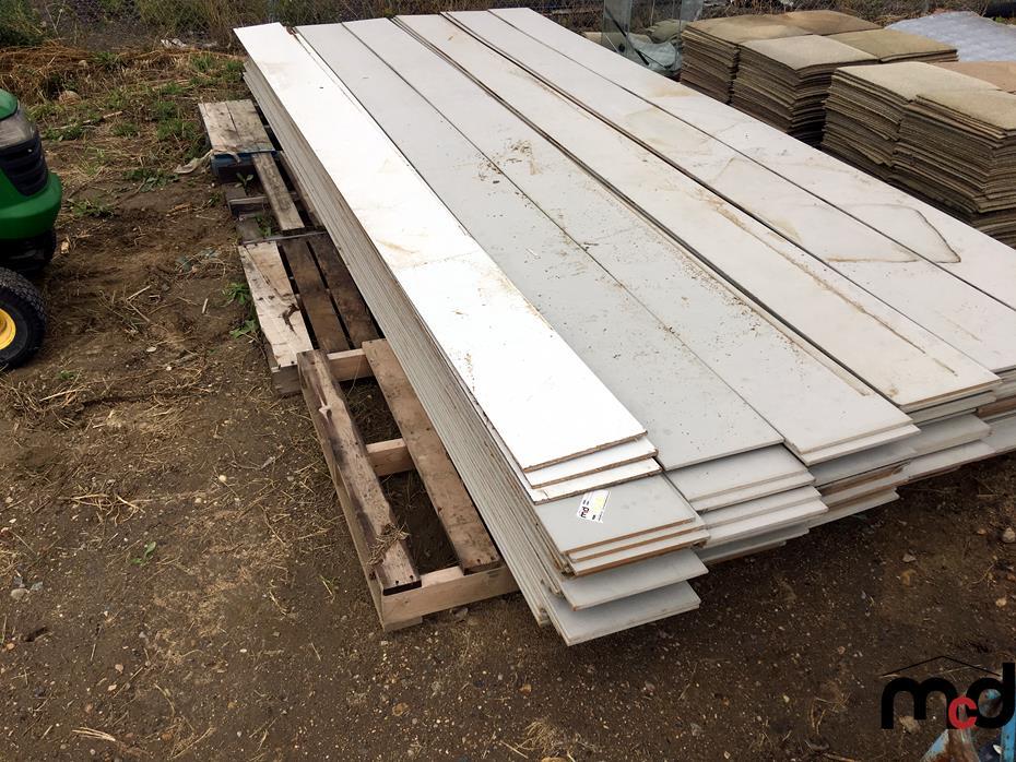 (3) Stacks 16' Primed MDF Siding Pieces (Approx 60 pieces)