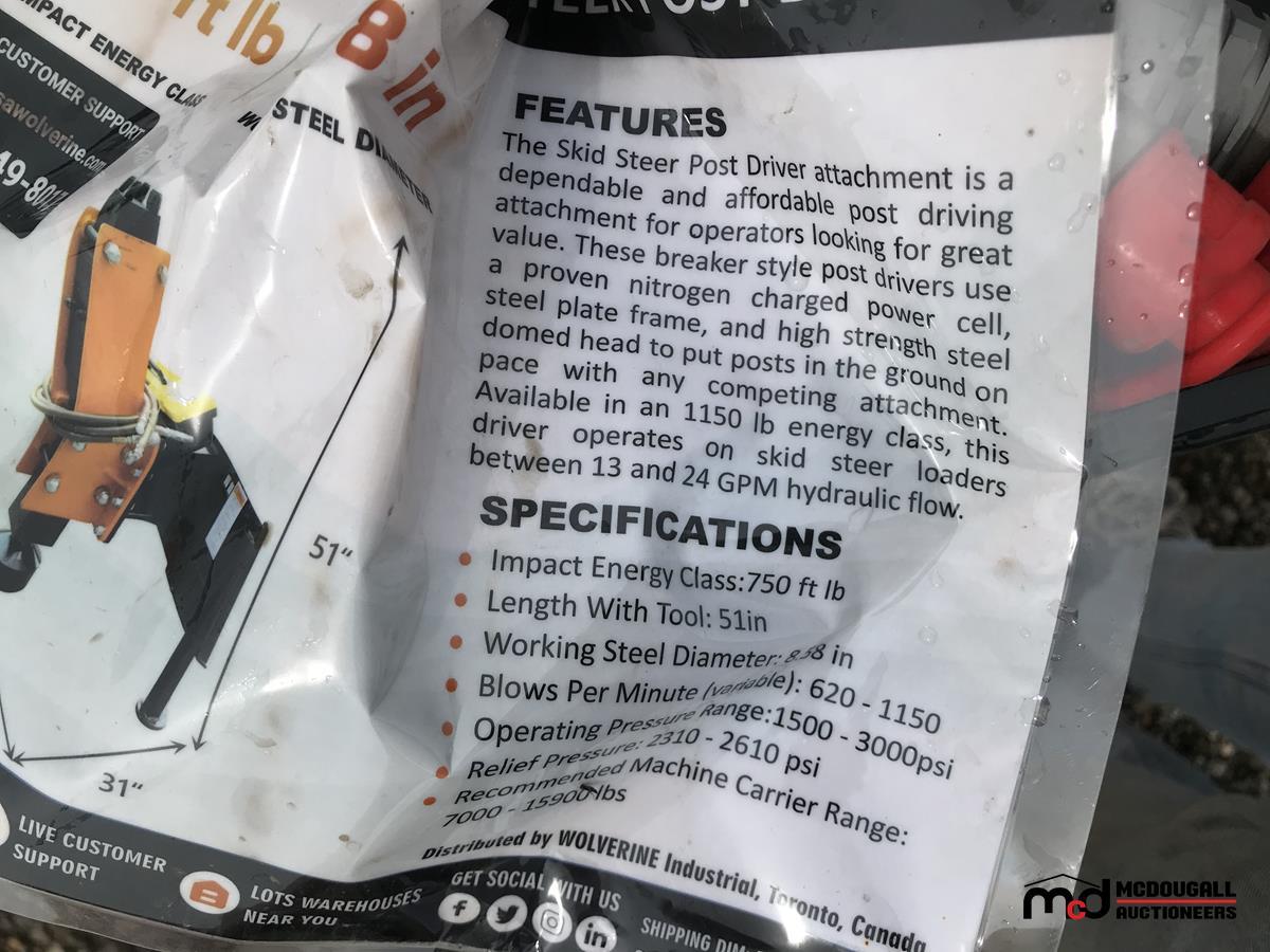 Wolverine 2025 PD-12-08D Skid Steer Post Driver