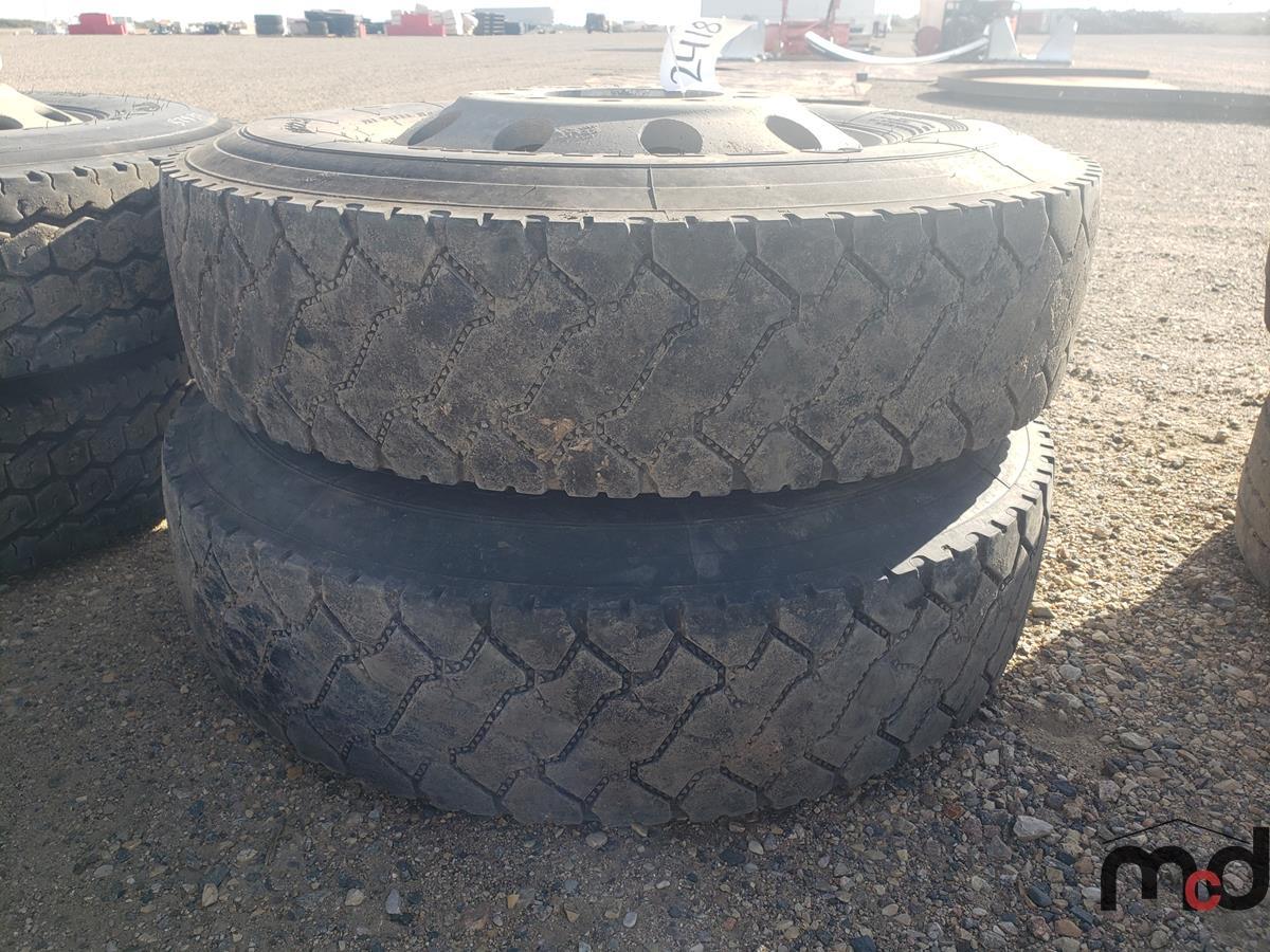 (2) 11R22.5 Sailrun Super Trac S758 Tires w/ Rims