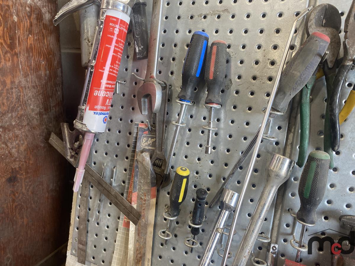 Peg Board and Assorted Hand Tools
