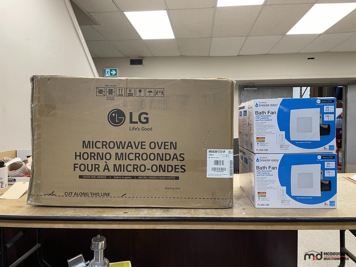 LG 900W Microwave & (2) Bathroom Fans