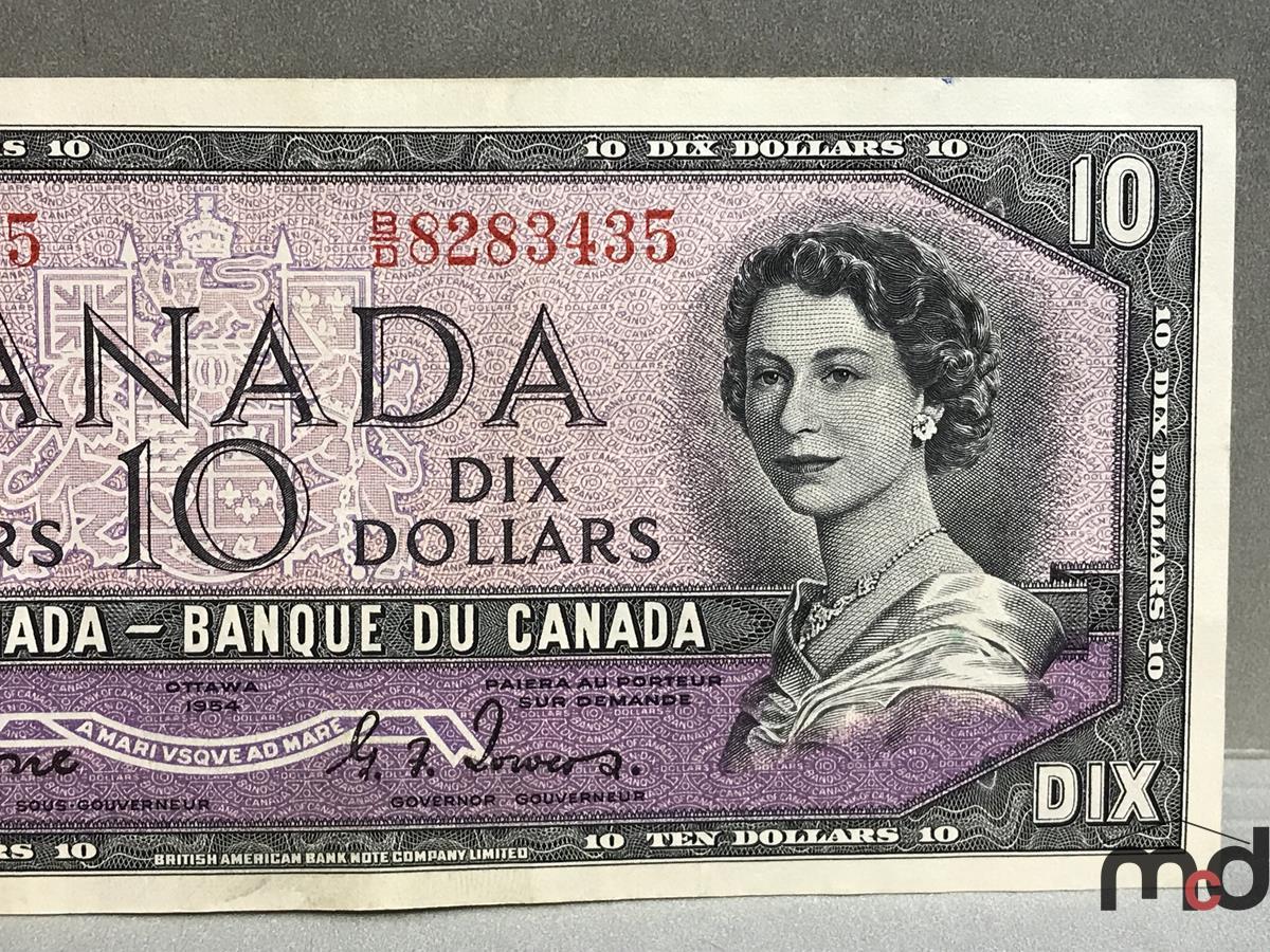 1954 Bank of Canada Coyne/Towers Devils Face $10 Bank Note - Like New