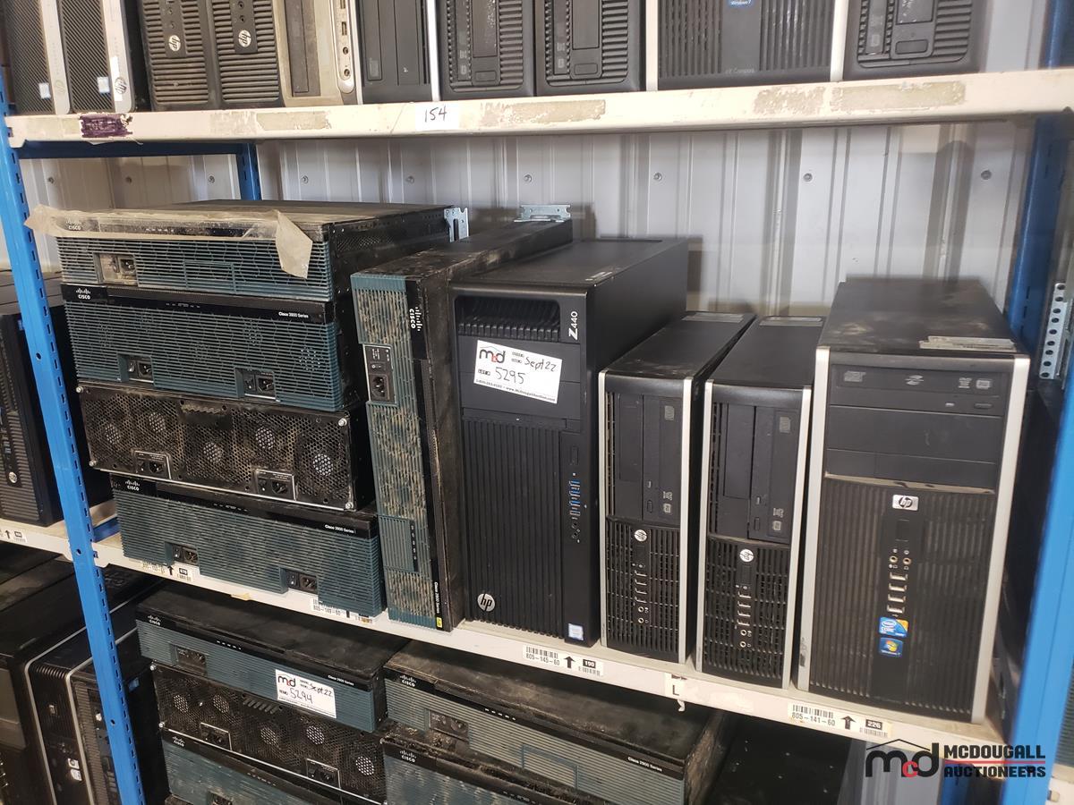 Shelf of Cisco 2900/3900 Series and Desktop Computers